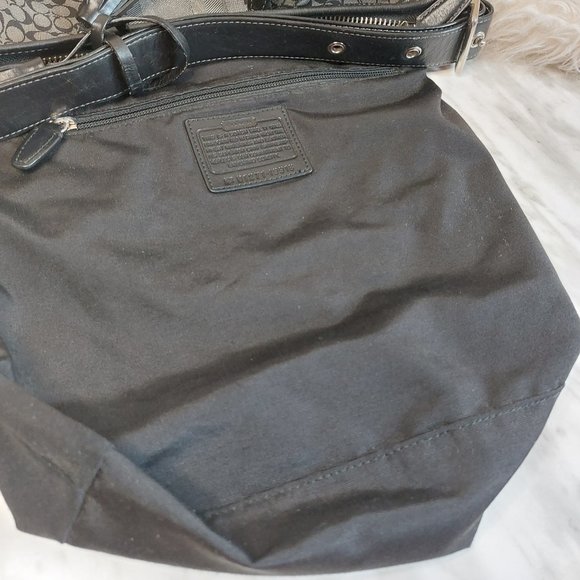 Coach 19918 Lexy Classic Black Signature Canvas Leather Tassel Shoulder Purse - Picture 12 of 14